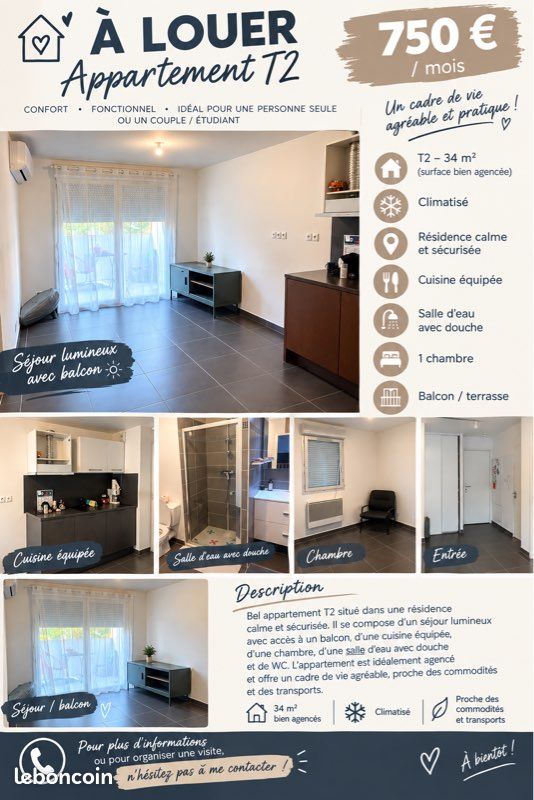 Appartement 2 pièces 32 m² · à Marseille · 32 m² · 750 €/mois