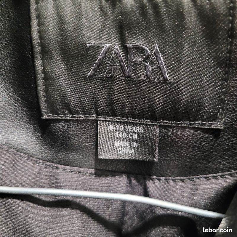 Veste imitation cuir noir fille 140cm (image 9)
