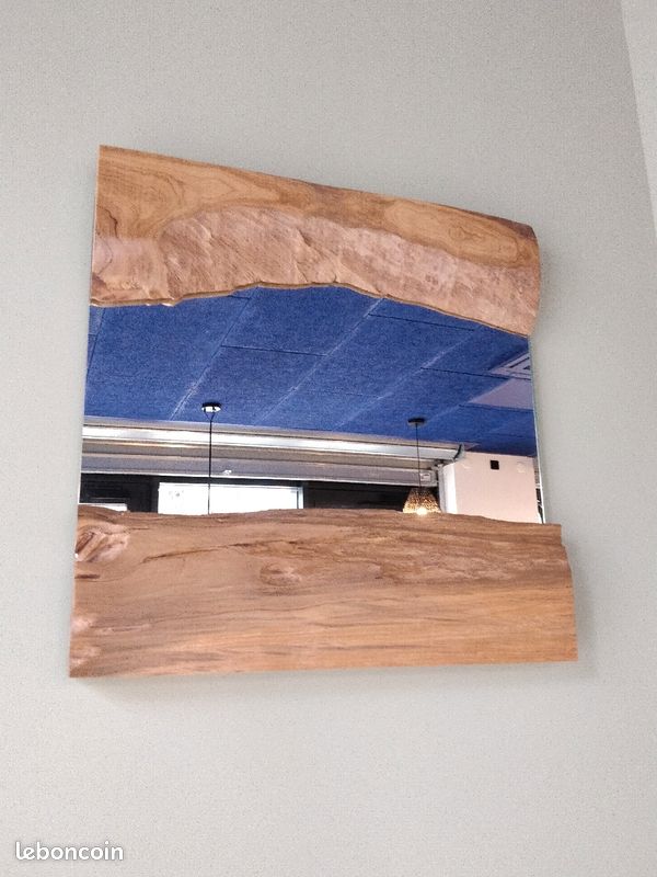 Miroir décoratif avec cadre en bois véritable de teck (image 3)