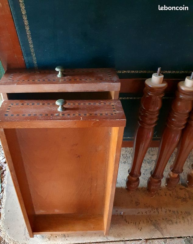 Bureau merisier dessus cuir (image 14)