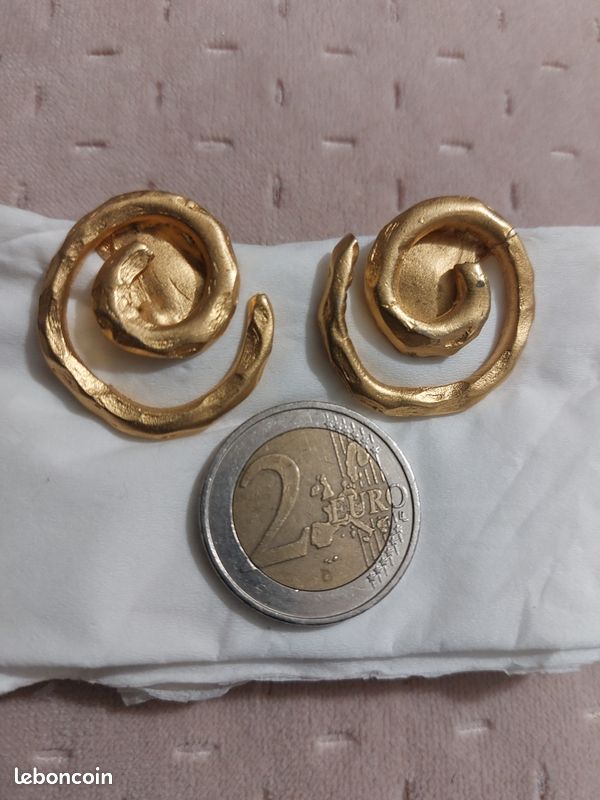 Boucles D'oreilles Clips LOOLA Paris - Métal Doré Et Cabochon Vintage, Occasion