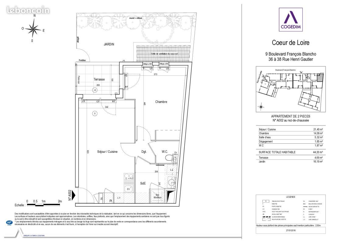 Appartement 2 pièces 44 m² · à Couëron · 44 m² · 614 €/mois