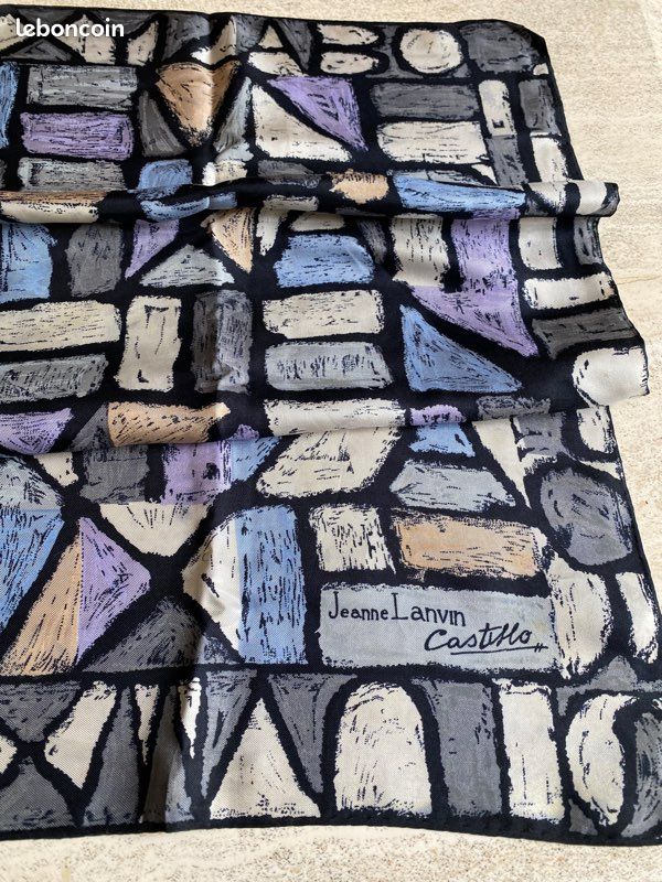 Jupe Et Foulard En Soie LANVIN - Taille 42 - Plissée - Multicouleur - Vintage En Excellent État