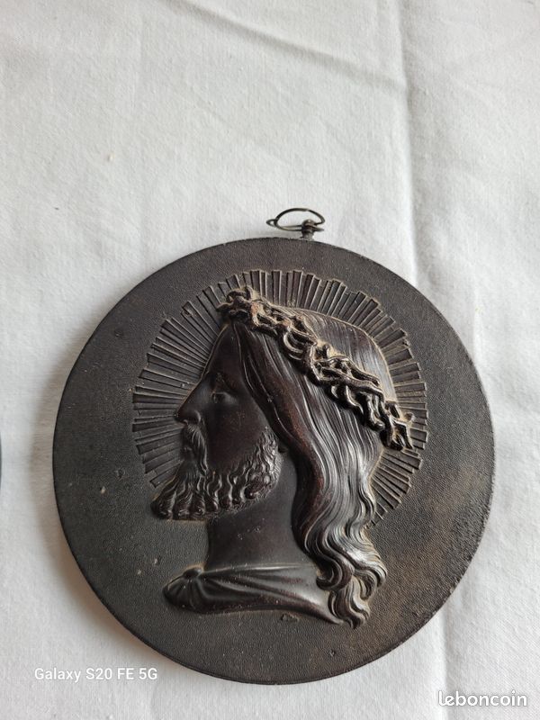 Médaillon Second Empire En Bois Durci Avec Profil De Molière (1622-1673) - Pièce Décorative Classique