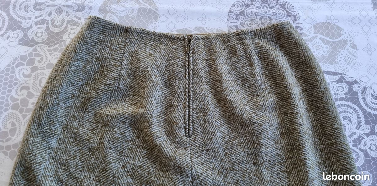 Jupe Max Mara Taille 36 Chinée Vert Et Bleu Laine Et Soie Doublée Tbe (image 7)