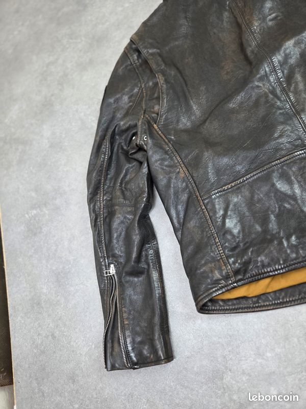 Veste en cuir d'agneau moto taille XL full zip (image 19)