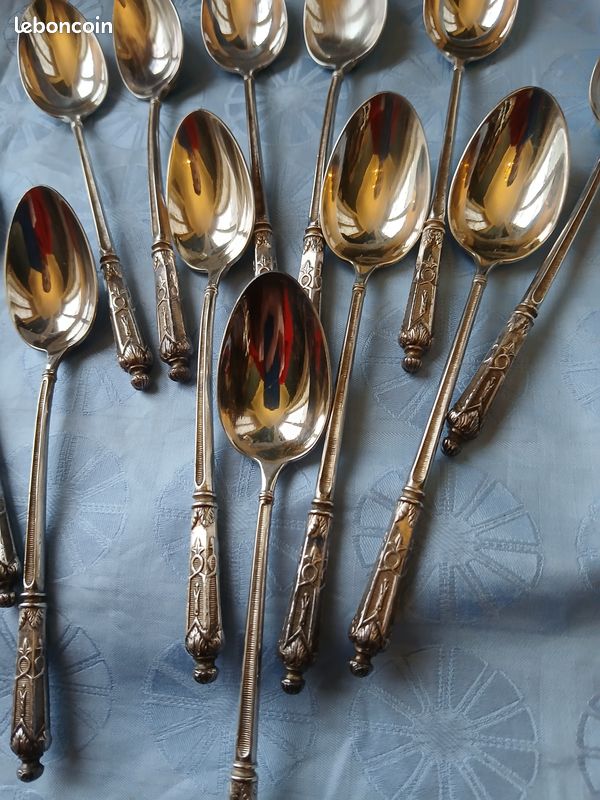 Lot De 12 Cuillères à Café Argentées – Modèle À La Russe, Métal Argenté