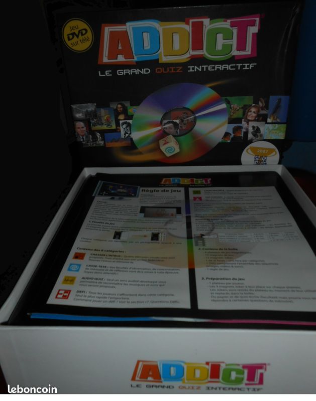 Coffret jeu ADDICT Le grand Quiz interactif-2 joueurs-max.4 équipes/Jeu de Société/Dvd sur télé-NEUF (image 5)