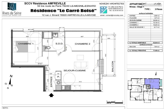 Appartement 3 pièces 64 m²