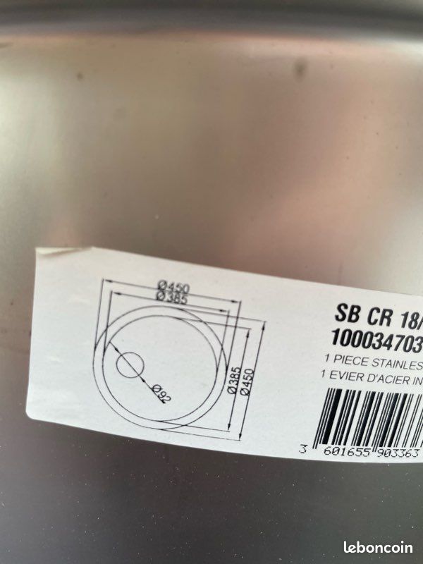 Évier inox rond 450x14 (image 5)
