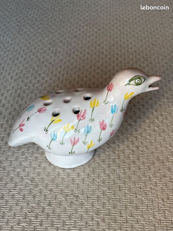 Vase En Céramique Déco Avec Oiseaux - Hauteur 25,5 Cm - Multicolore - Occasion Bon état