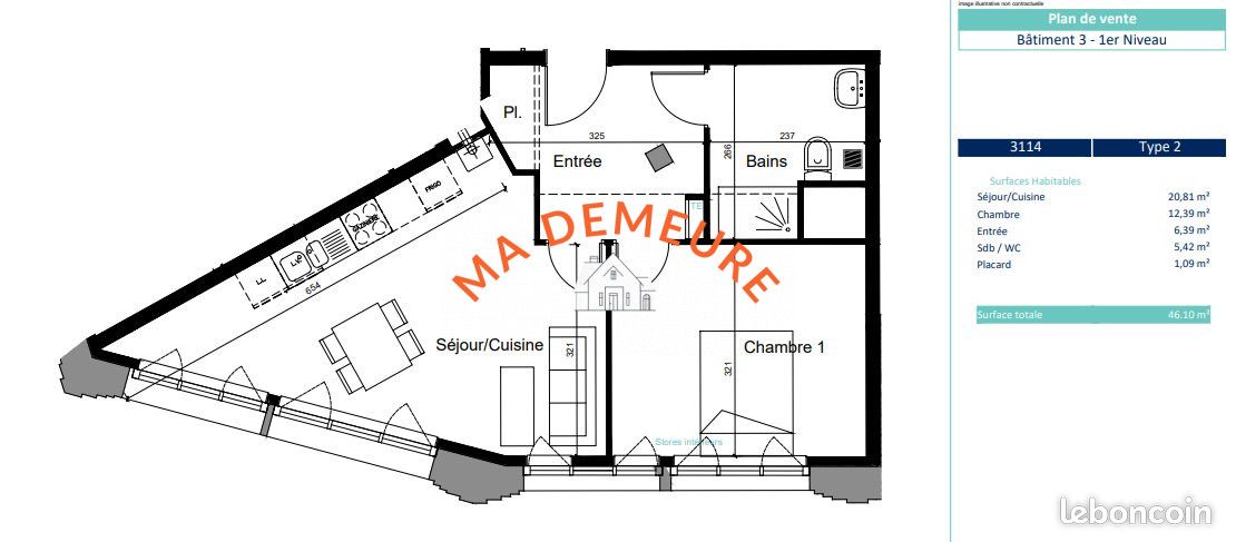 Appartement 2 pièces 46 m² · à Tourcoing · 46 m² · 180 600 €