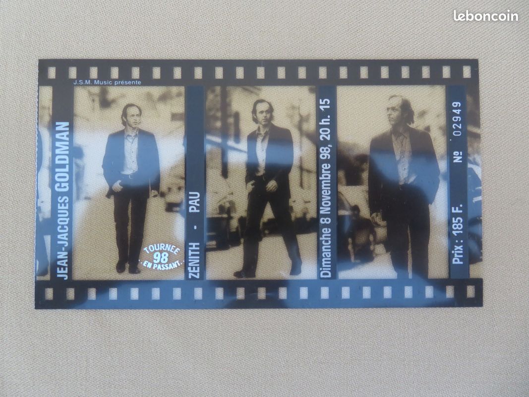 Ancien billet de concert Jean-Jacques GOLDMAN 1998 - Collection