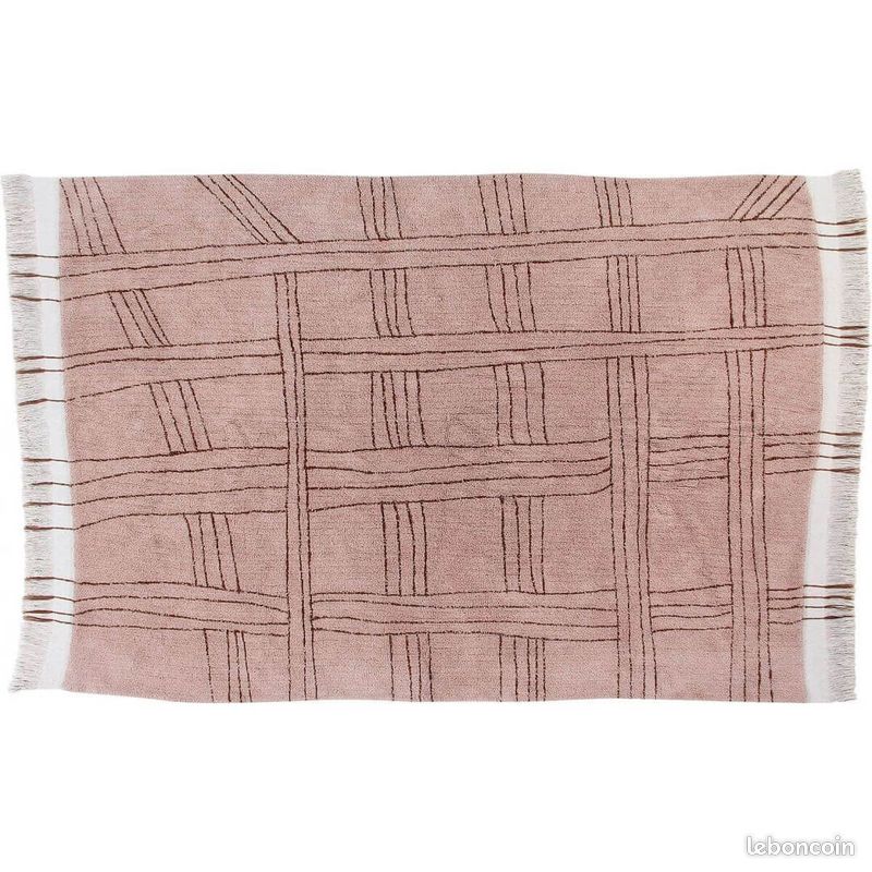 Tapis en laine lavable en machine ethnique pour salon Shuka Rose 200x300 (image 1)