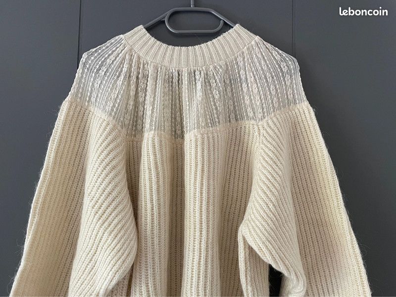 Pull femme Zara taille M crème laine et dentelle Vêtements