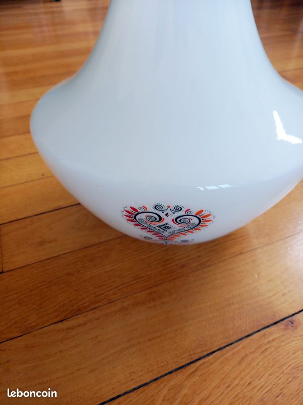 Globe Abat-Jour Vintage Opaline blanche Décor années 60 (image 8)