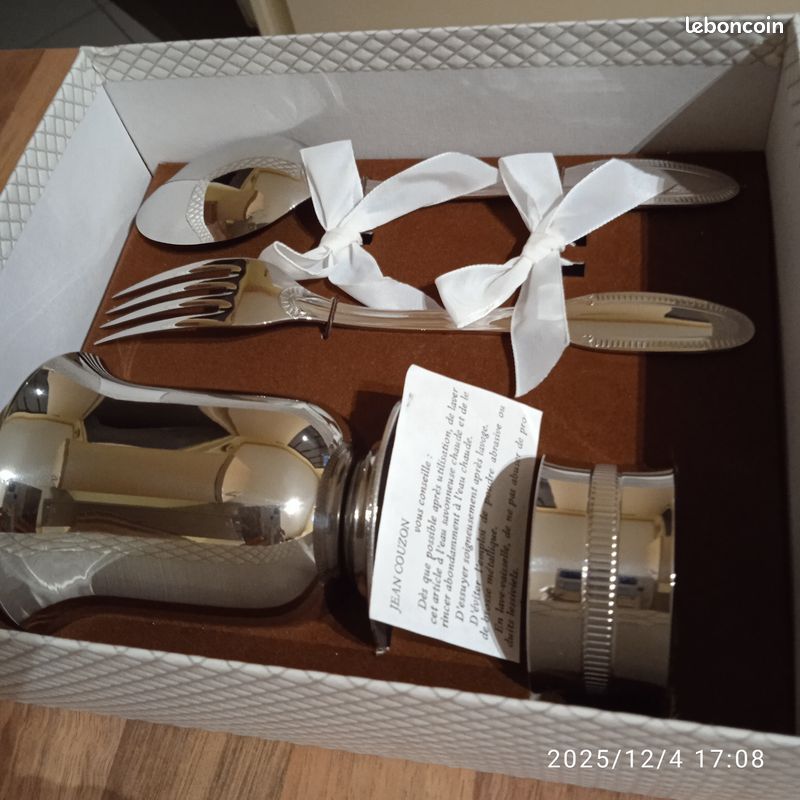 Assiette à bouillie et cuillère en Inox - Jean Couzon Orfèvre - Label Emmaüs