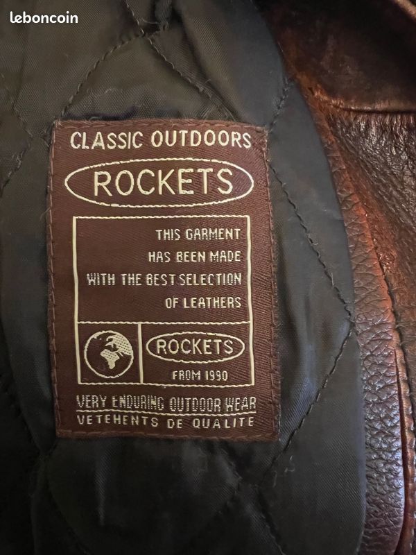 Veste en cuir marron vintage -Rockets (image 4)