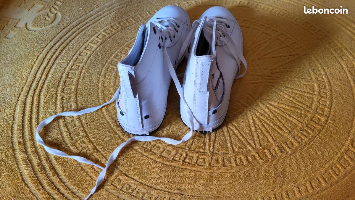 Paire de Diesel cuir blanc et toile blanc cassé taille 46 dans sa boîte, état neuf (image 7)