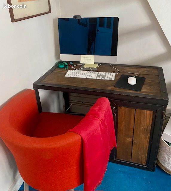 Bureau bois brut et métal dépoli (image 3)