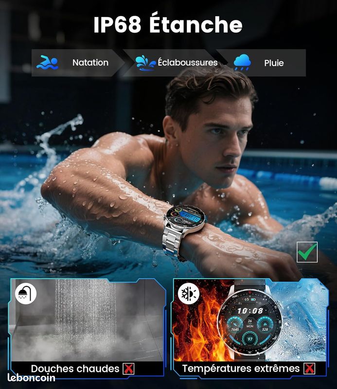 LIGE Montre Connectée Homme, 1,43'' HD Smartwatch Avec Appels Bluetooth, Multitude De Modes Sportifs,Montre Sport Avec Surveiller Cardio, Podometre Et Sommeil Pour Android IOS