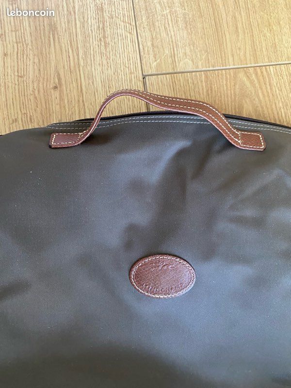 Sac porte documents Longchamp kaki en toile (image 4)