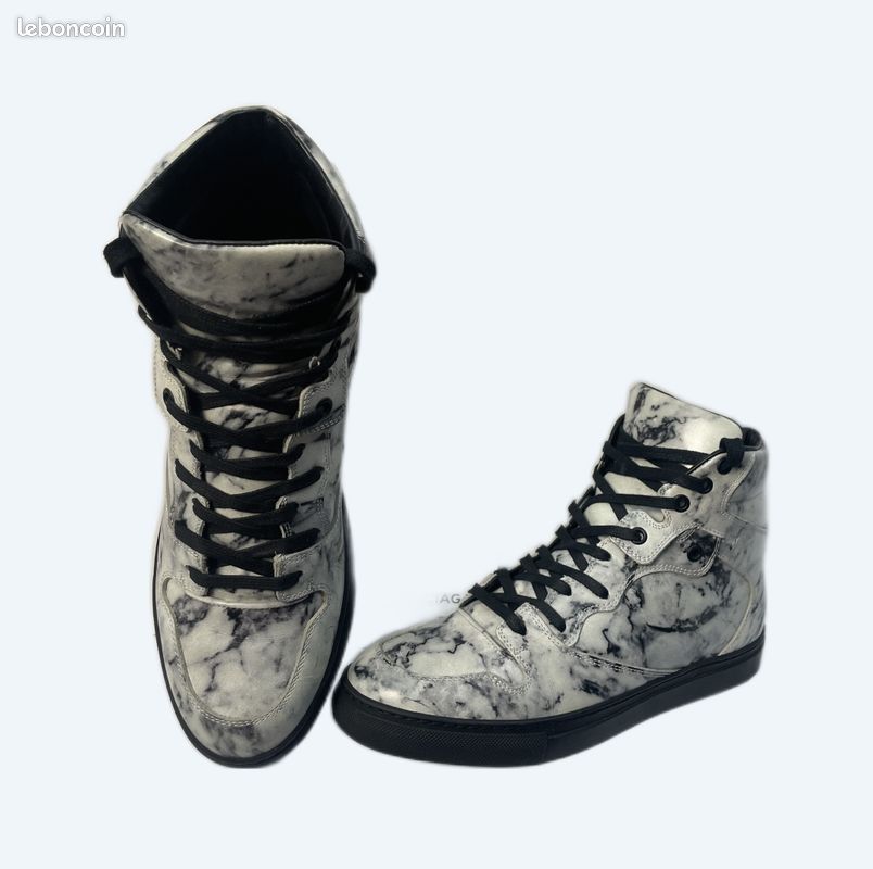 Baskets sneakers montantes Balenciaga Marble Marbre Noir et gris