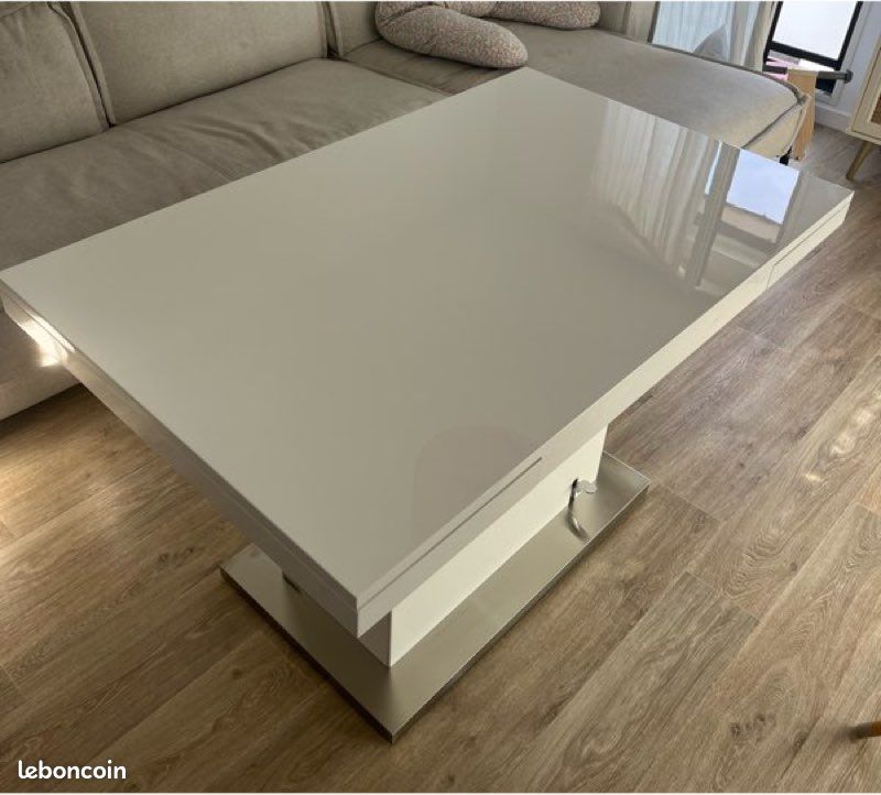 Table basse relevable et extensible LAURIA - Blanc laqué - Très bon état (image 2)