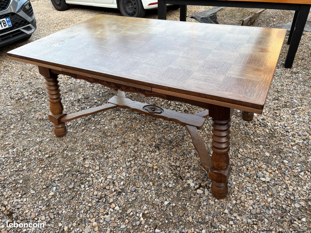 Table ancienne bois massif très robuste 160x100x73cm (image 1)