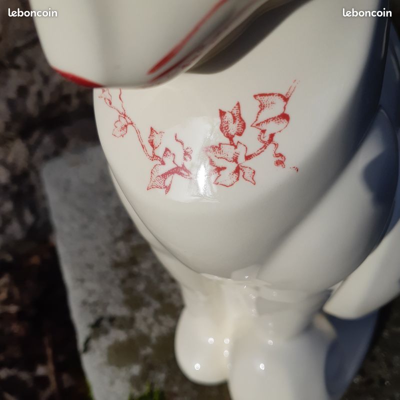 Vase - gourde - vintage - décanteur - fleurs - fleuri - faïence - peint
