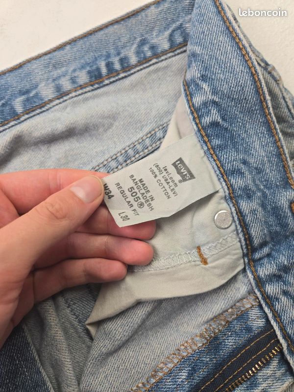 Jean Levi's 505 bleu taille W34 coupe droite vintage dirty thrashed (T287) (image 9)