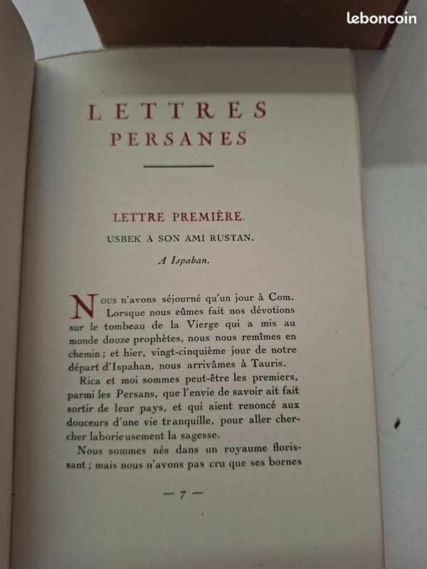 4293: Montesquieu Lettres Persanes 2 Tomes Sous Coffret 1945 1946 (image 4)