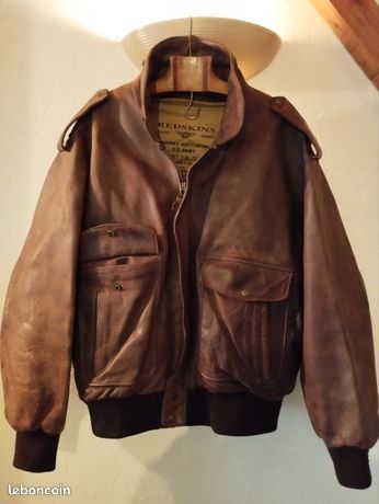 Blouson Moto Vintage En Cuir Marron REDSKINS - Taille S, Occasion Très Bon état