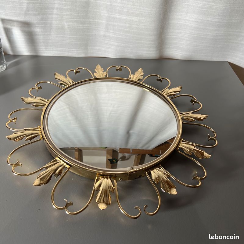Miroir Convexe Soleil Doré – 37 Cm De Diamètre – Décoration Murale – CHEHOMA