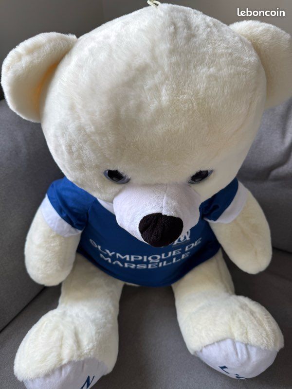 Grande Peluche Ourson OM - 60 Cm - Collection Officielle Olympique De Marseille