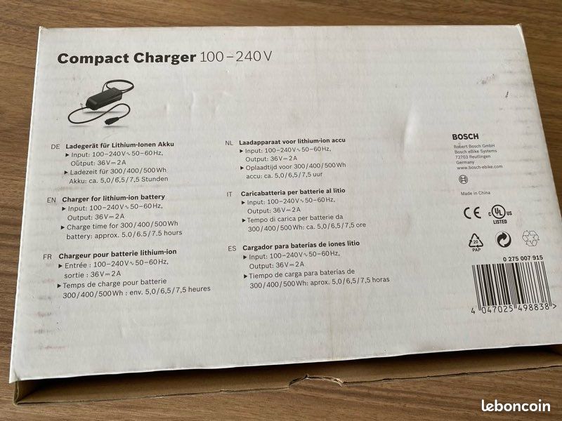 Chargeur vélo électrique Bosh (image 3)