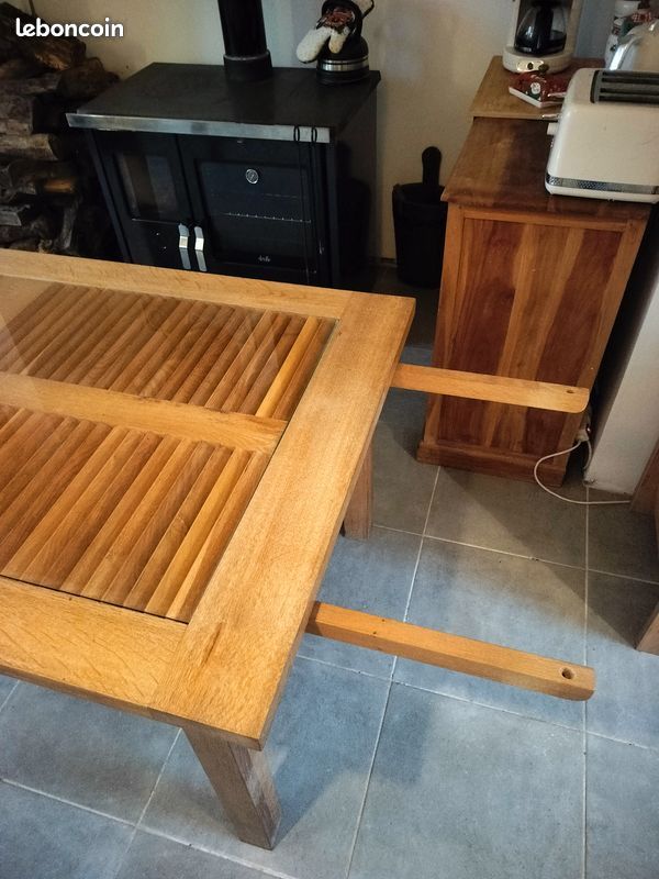 Table en chene avec plateau en verre (image 7)
