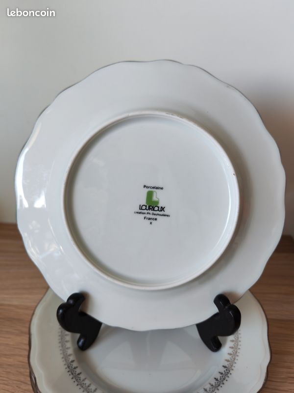 Service de 6 assiettes plates en porcelaine Louridoux création Ph. Deshoulières (image 3)