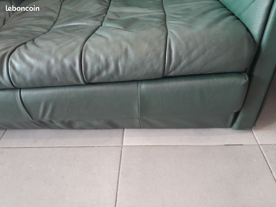 Superbe canapé cuir vert foncé (image 5)