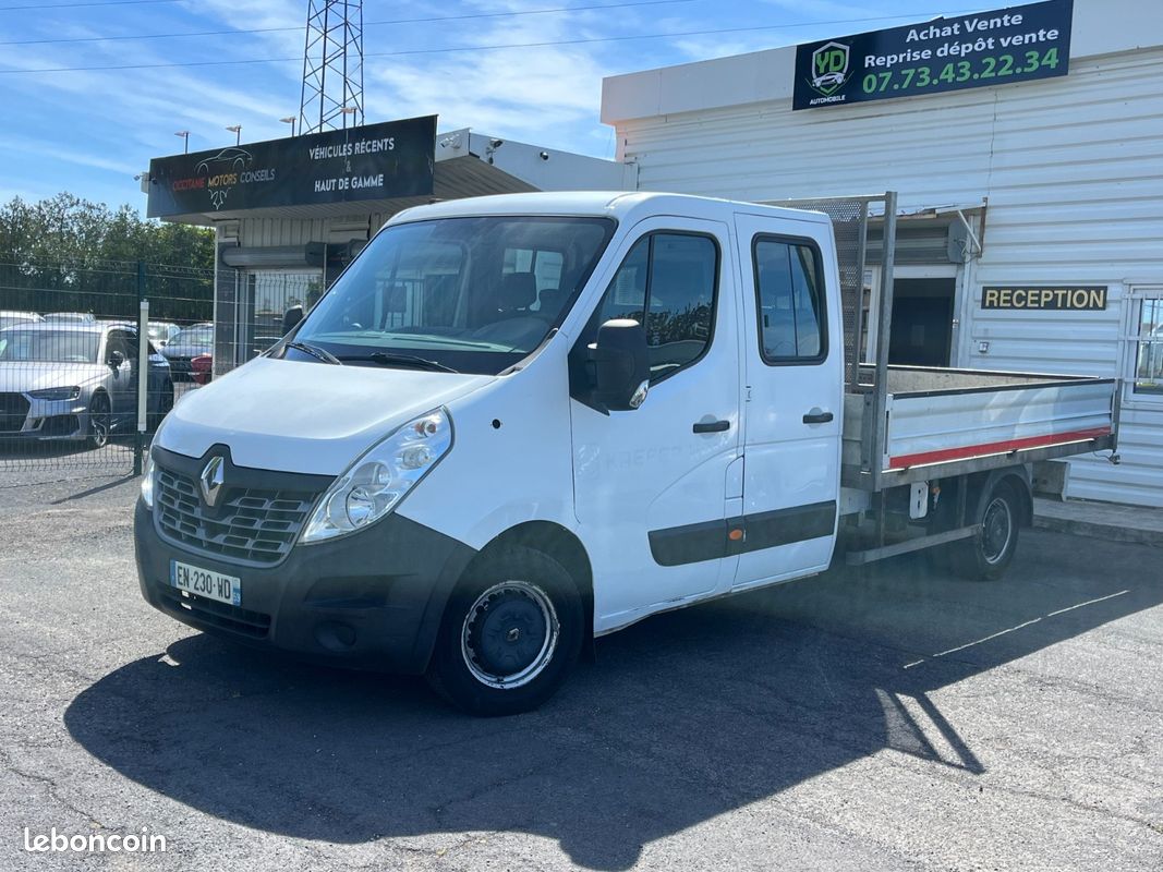 Renault MASTER III BENNE CABINE RALLONGER PLATEAU L3H1 3,5t 2.3 DCI 130CV 7 PLACES (122 000 KMS ) MOTEUR A CHAINE TVA RECUPERABLE (image 1)