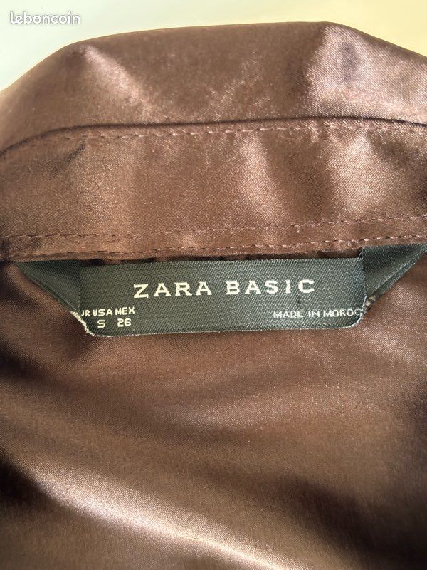 Chemise marron satinée à manche courte cintré style western (image 3)