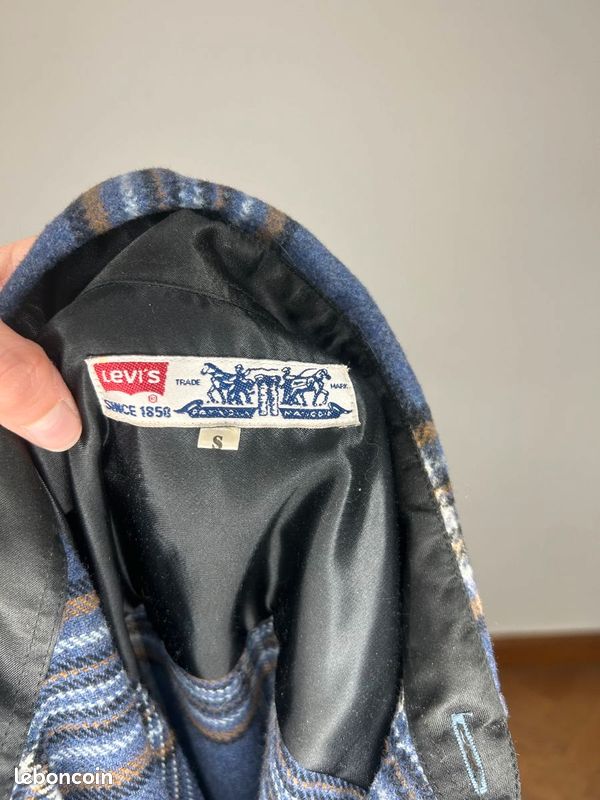 Veste Matelassée Vintage Homme - Bleu à Carreaux Flanelle - Taille L - Style Grange