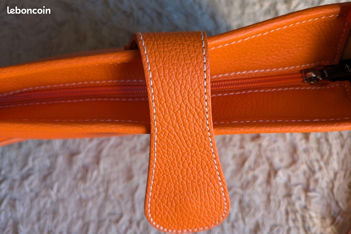 Sac femme cuir orange à bandoulière Genuine Leather (image 8)
