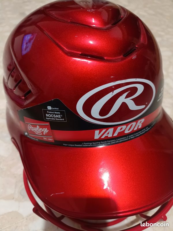 Casque Attrape-tête Rawlings CFA 1 JP - Style Hockey - Argent Et Rouge