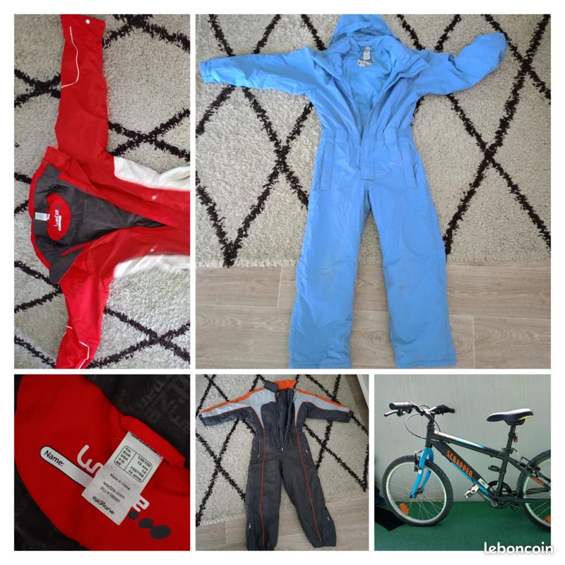 À vendre : 3 combinaisons de ski enfants + vélo enfant (image 1)
