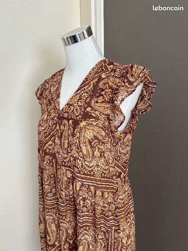 Robe Longue Beige La Fée Maraboutée - Taille 36, Doublée, Style Fourreau - Occasion En Excellent état