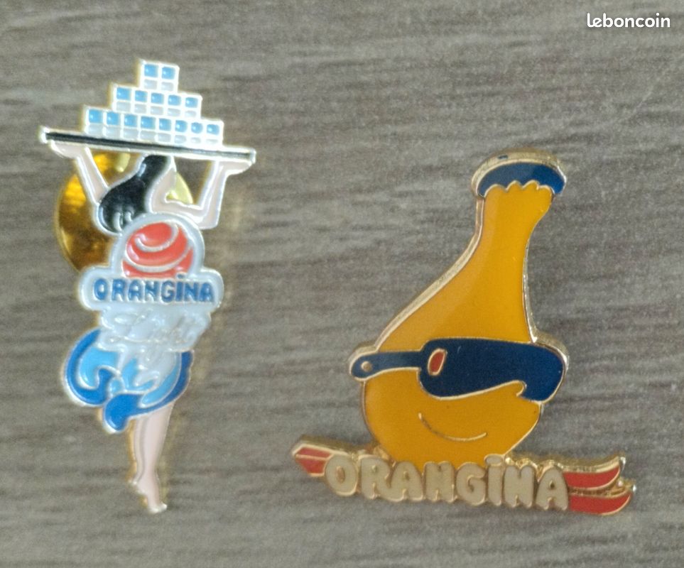 2 bouteilles verre Orangina années 60's et 80's