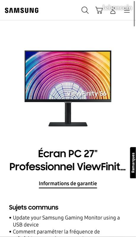 Urgent: Écran Samsung S27A600UU - 27” WQHD (2560x1440) - USB-C, HDMI, DisplayPort (image 2)