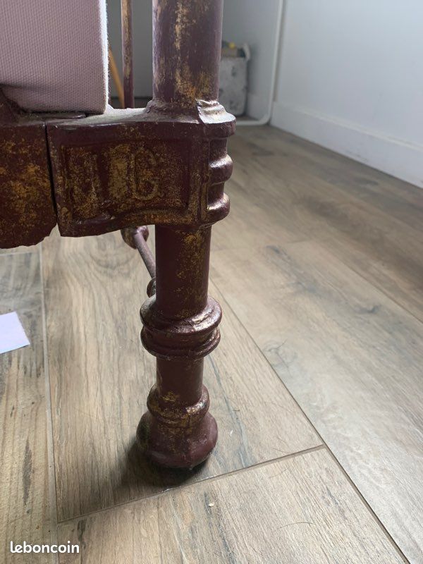 Lit en fer 1 personne matelas+ sommier ancien vintage (image 4)