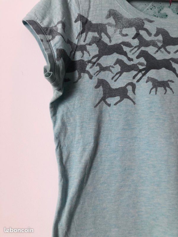 T-shirt envolée de chevaux turquoise T38 (image 9)